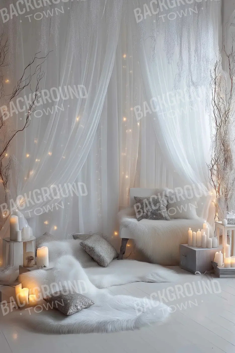 White Candle Boho 8’x12’ UltraCloth (96 x 144 inch) Backdrop
