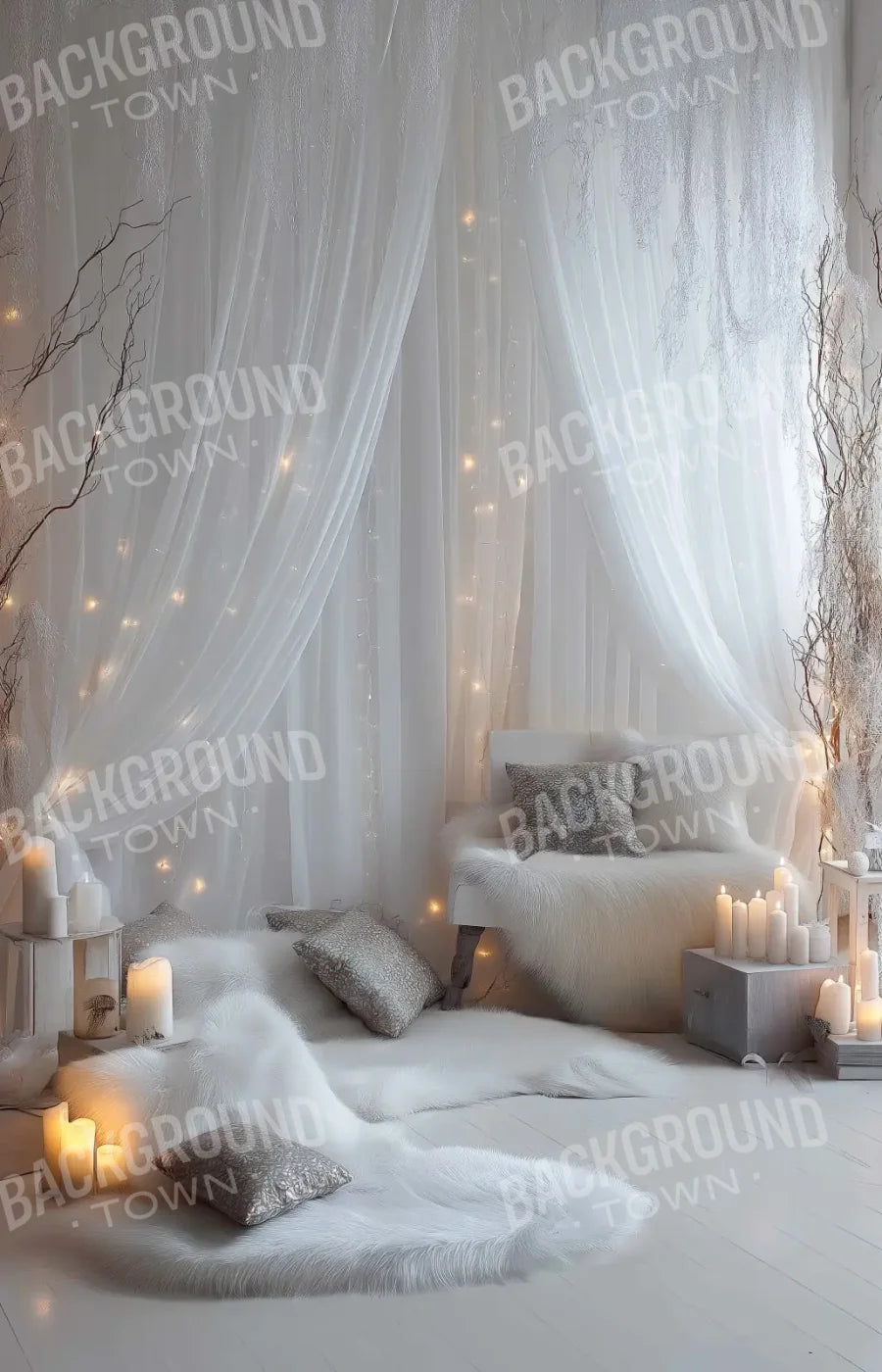 White Candle Boho 9’x14’ UltraCloth (108 x 168 inch) Backdrop