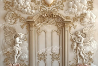 White Door With Angels2 12’x8’ UltraCloth (144 x 96 inch) Backdrop