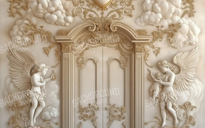 White Door With Angels2 16’x10’ UltraCloth (192 x 120 inch) Backdrop