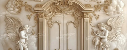 White Door With Angels2 20’x8’ UltraCloth (240 x 96 inch) Backdrop