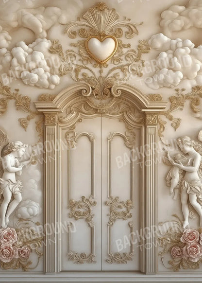 White Door With Angels2 5’x7’ UltraCloth (60 x 84 inch) Backdrop