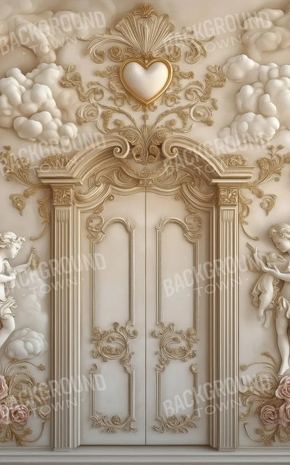 White Door With Angels2 5’x8’ UltraCloth (60 x 96 inch) Backdrop