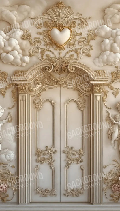 White Door With Angels2 8’x14’ UltraCloth (96 x 168 inch) Backdrop