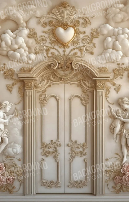 White Door With Angels2 9’x14’ UltraCloth (108 x 168 inch) Backdrop