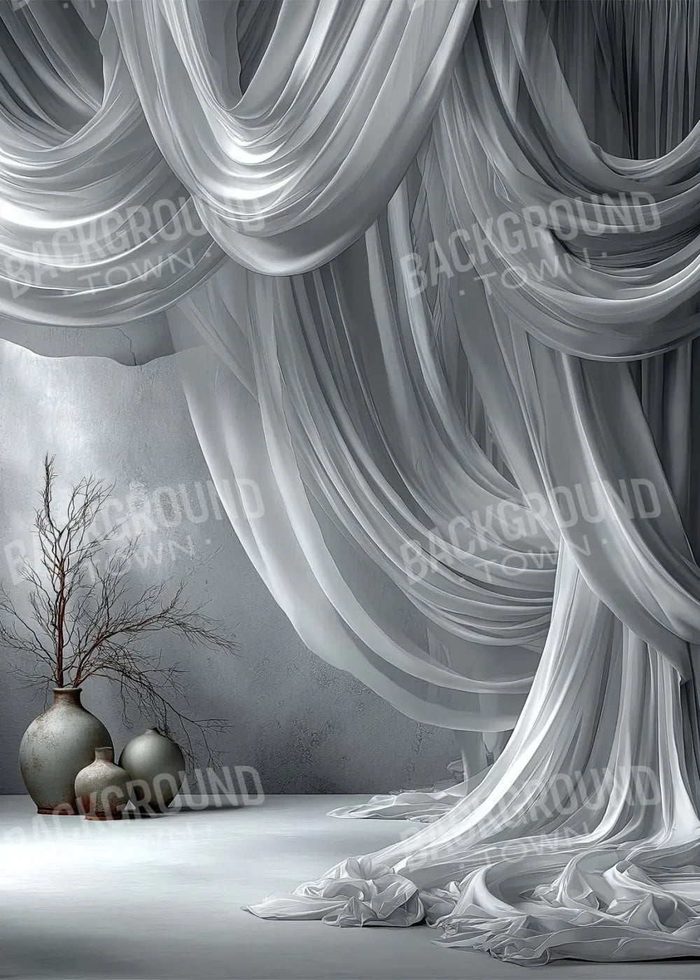 White Elegant Drapes 5’x7’ UltraCloth (60 x 84 inch) Backdrop