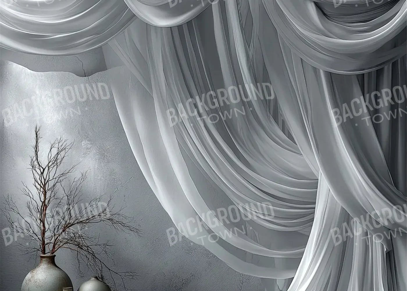 White Elegant Drapes 7’x5’ UltraCloth (84 x 60 inch) Backdrop