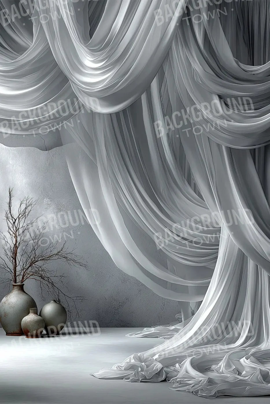 White Elegant Drapes 8’x12’ UltraCloth (96 x 144 inch) Backdrop