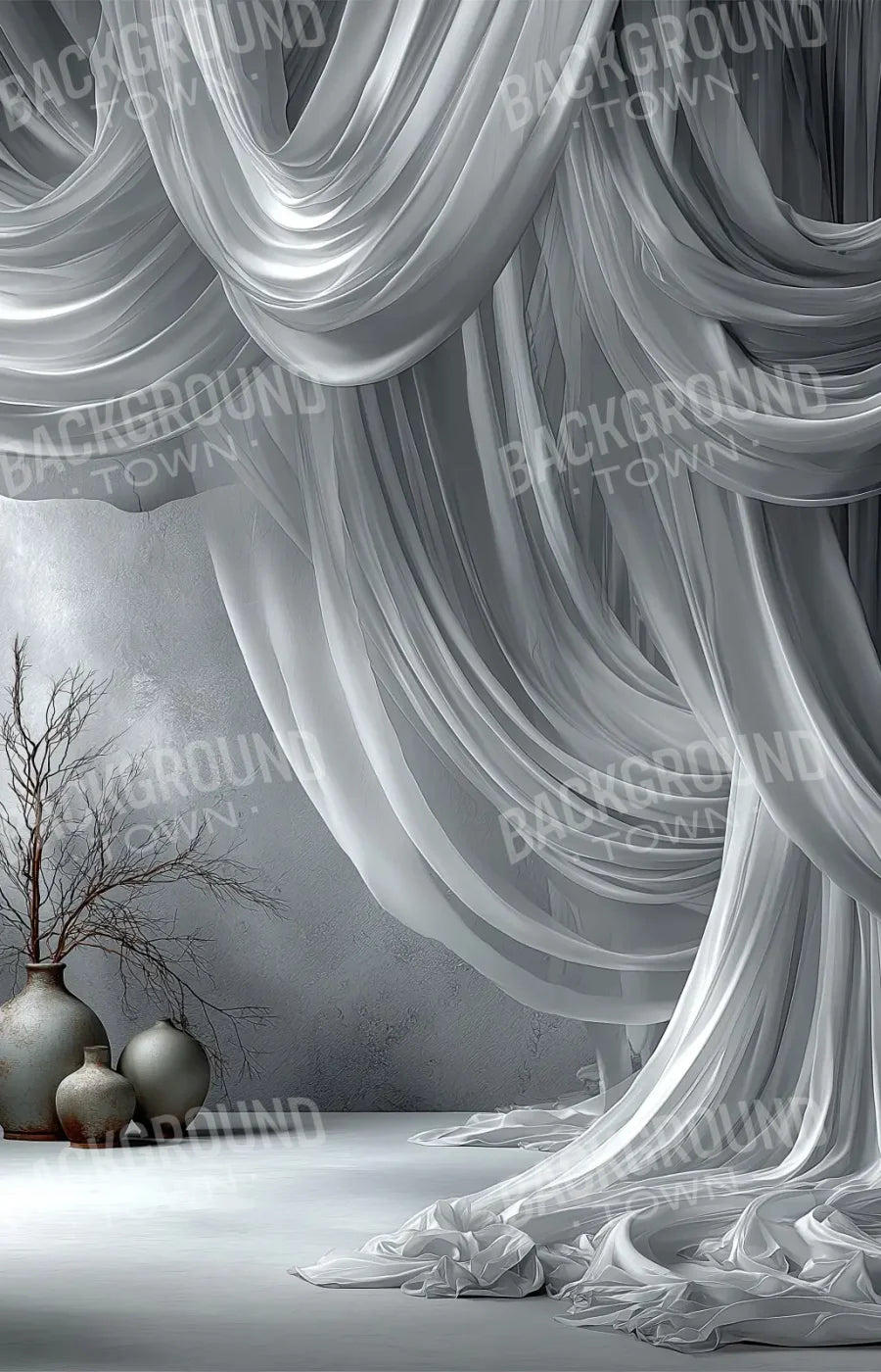 White Elegant Drapes 9’x14’ UltraCloth (108 x 168 inch) Backdrop