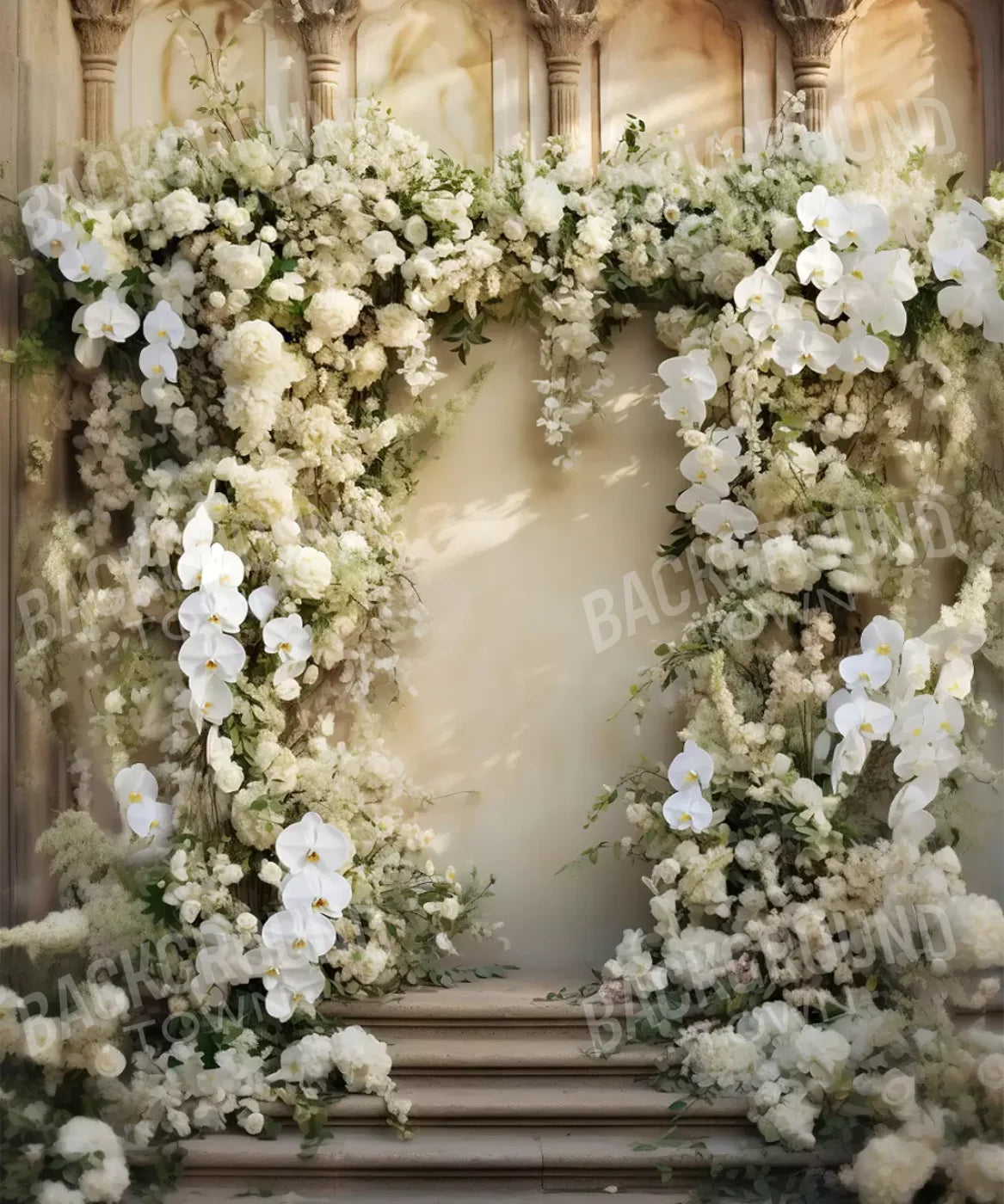 White Floral Arch 10X12 Ultracloth ( 120 X 144 Inch ) Backdrop