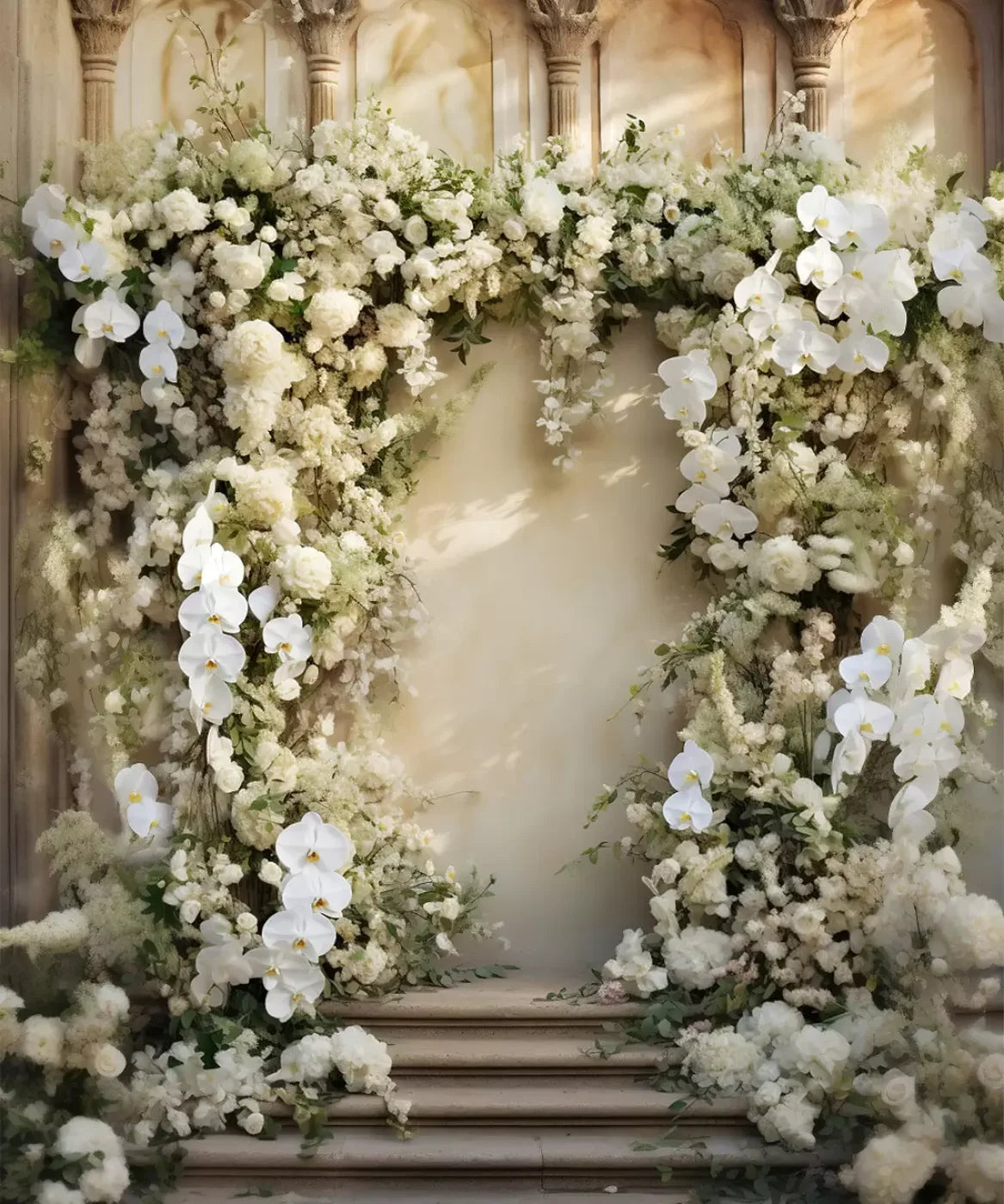 White Floral Arch 10X12 Ultracloth ( 120 X 144 Inch ) Backdrop