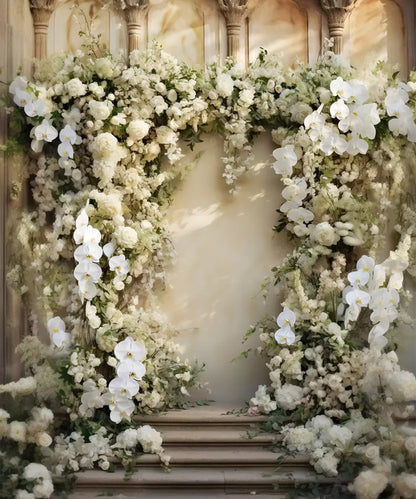White Floral Arch 10X12 Ultracloth ( 120 X 144 Inch ) Backdrop
