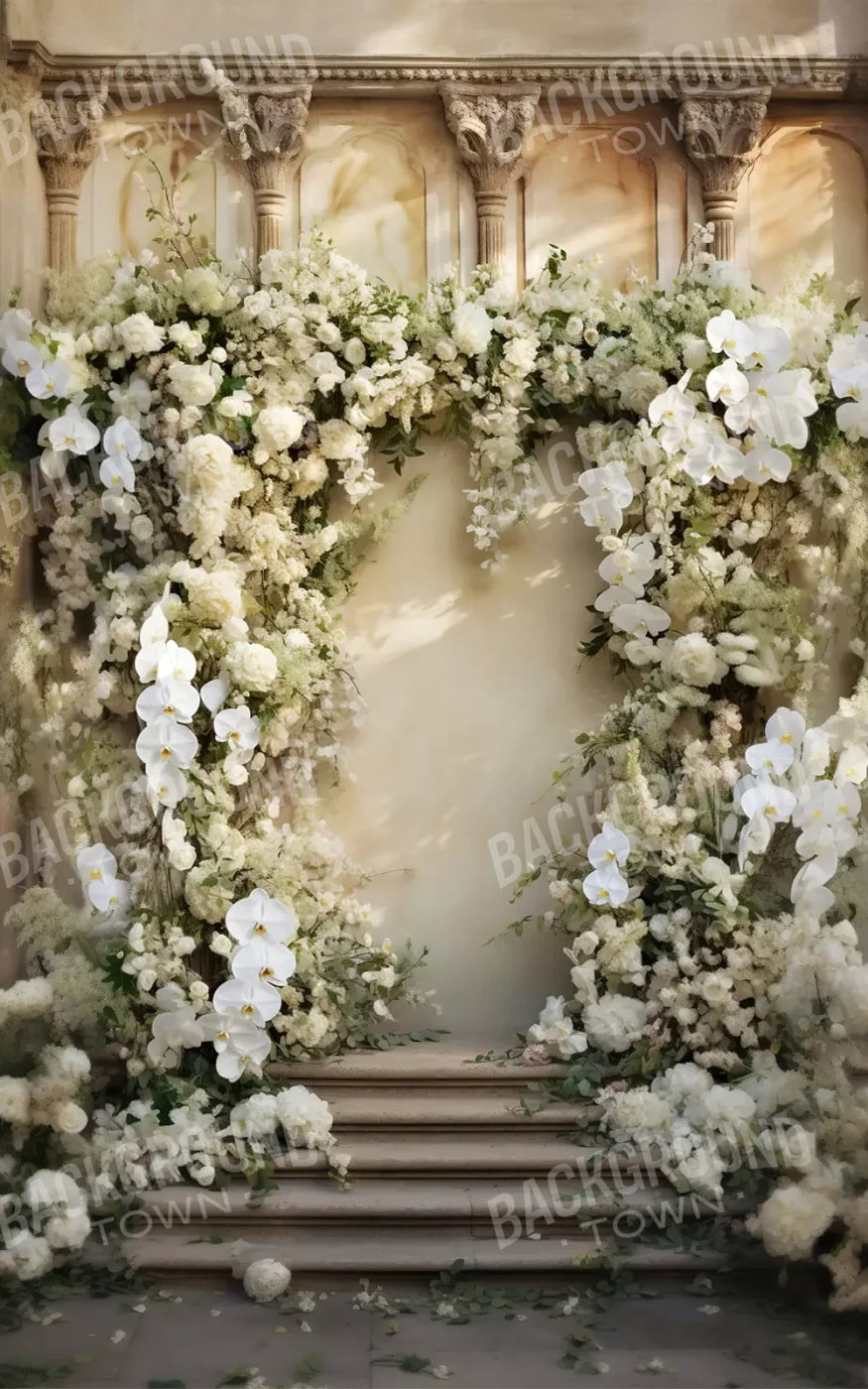 White Floral Arch 5X8 Ultracloth ( 60 X 96 Inch ) Backdrop