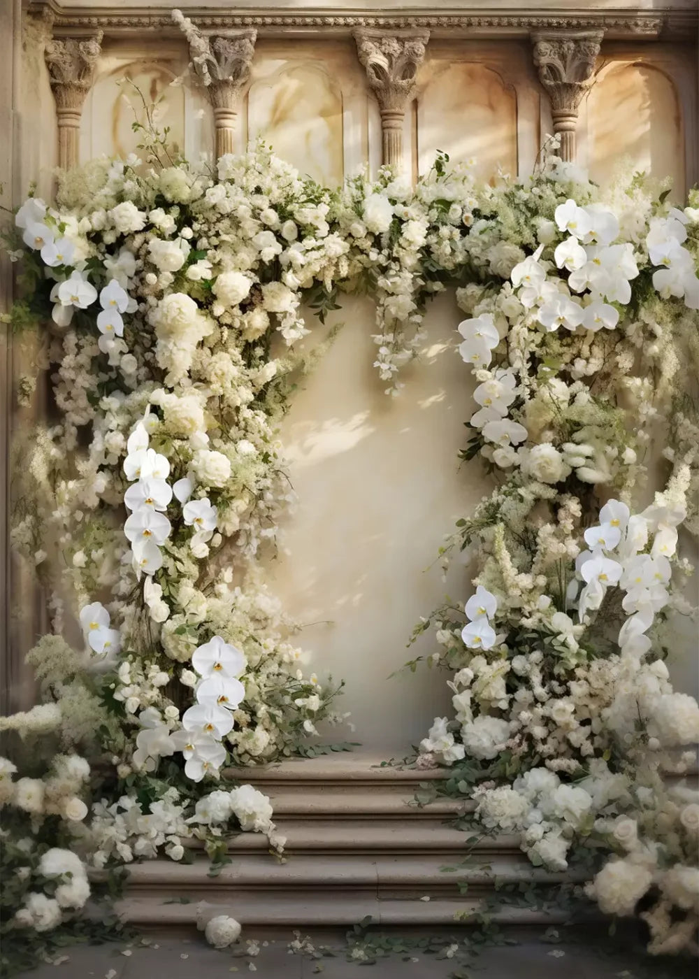 White Floral Arch 5X7 Ultracloth ( 60 X 84 Inch ) Backdrop