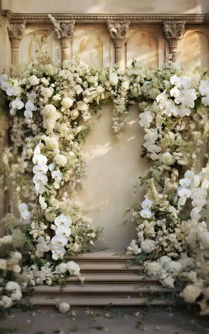White Floral Arch 5X8 Ultracloth ( 60 X 96 Inch ) Backdrop