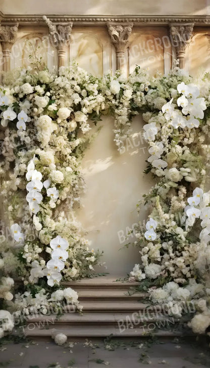White Floral Arch 8X14 Ultracloth ( 96 X 168 Inch ) Backdrop