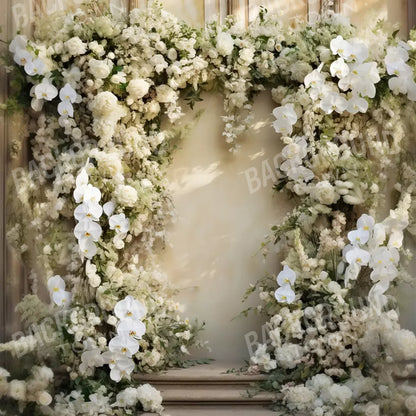 White Floral Arch 8X8 Fleece ( 96 X Inch ) Backdrop