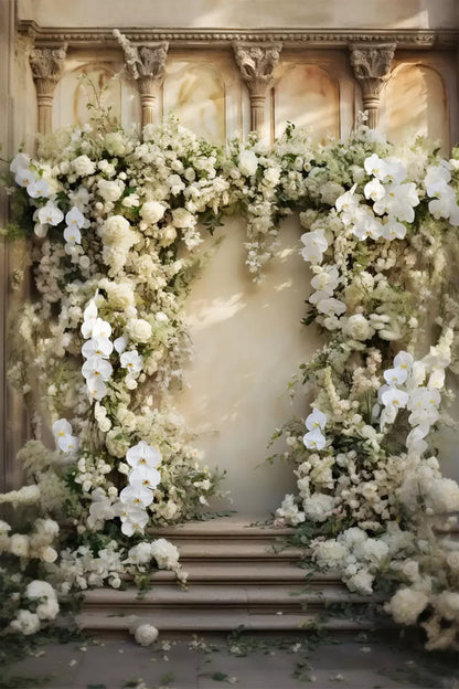 White Floral Arch 8X12 Ultracloth ( 96 X 144 Inch ) Backdrop