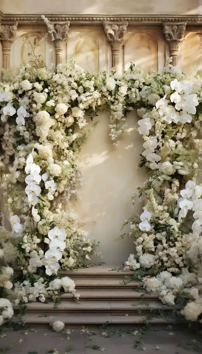 White Floral Arch 8X14 Ultracloth ( 96 X 168 Inch ) Backdrop