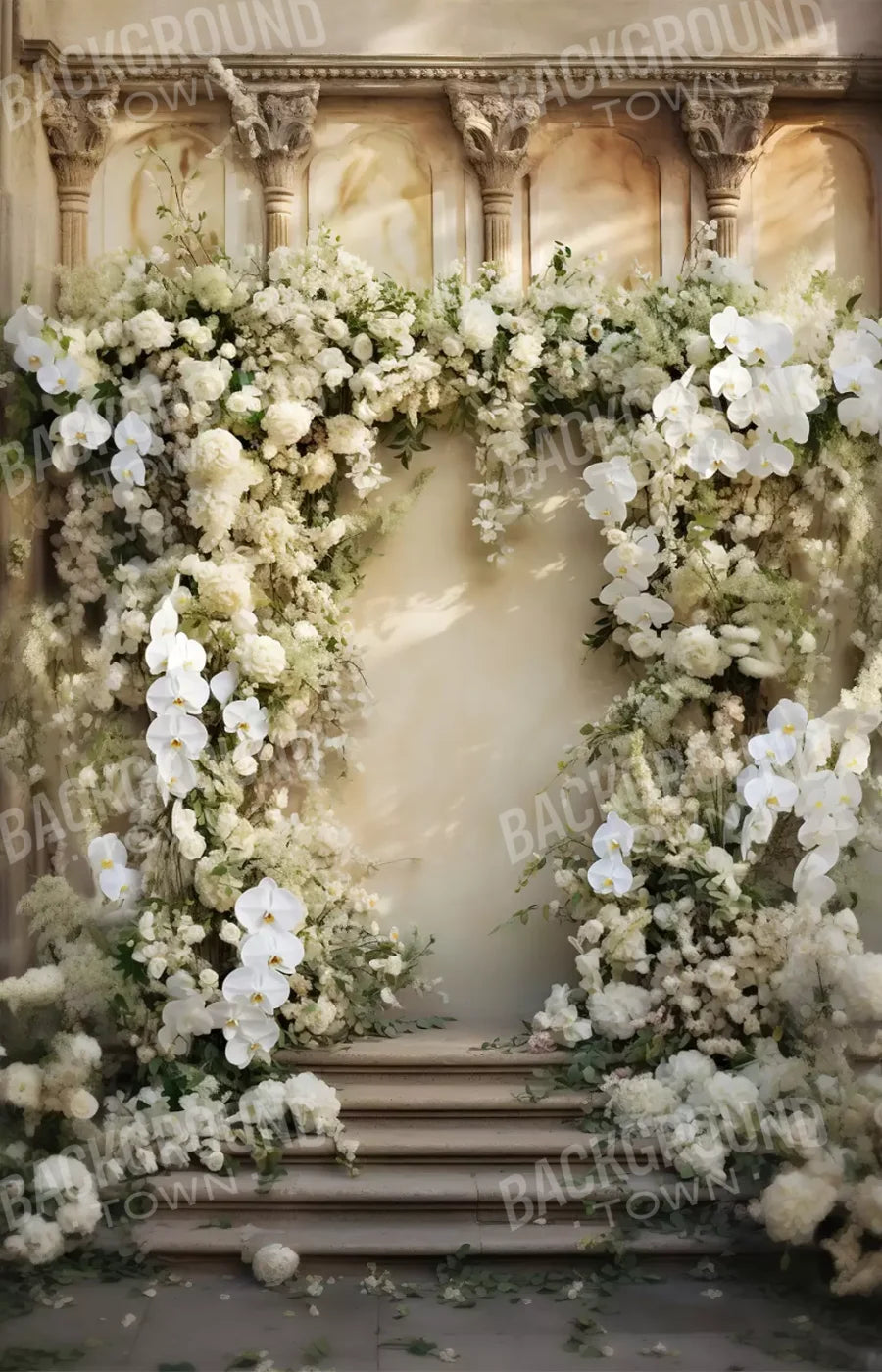 White Floral Arch 9X14 Ultracloth ( 108 X 168 Inch ) Backdrop