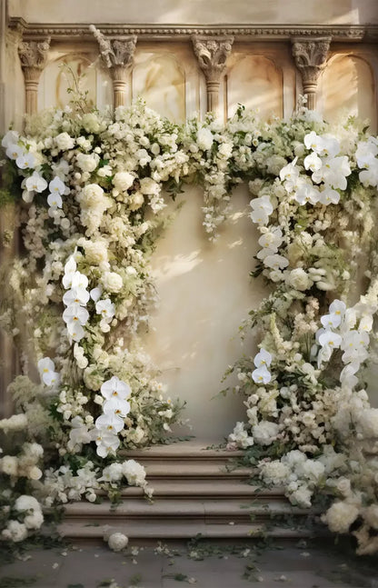 White Floral Arch 9X14 Ultracloth ( 108 X 168 Inch ) Backdrop