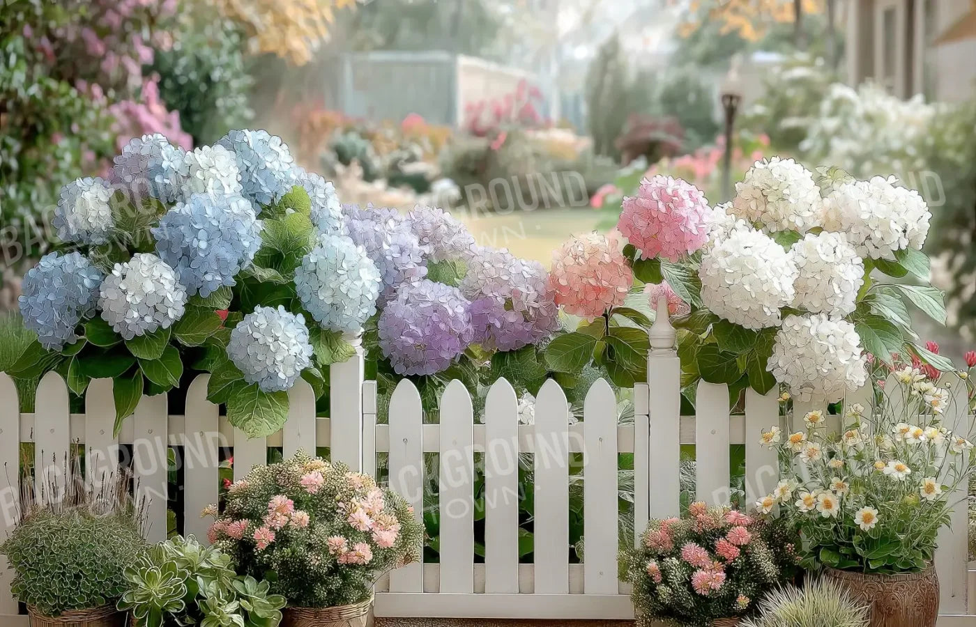 White Flower Fence 14’x9’ UltraCloth (168 x 108 inch) Backdrop