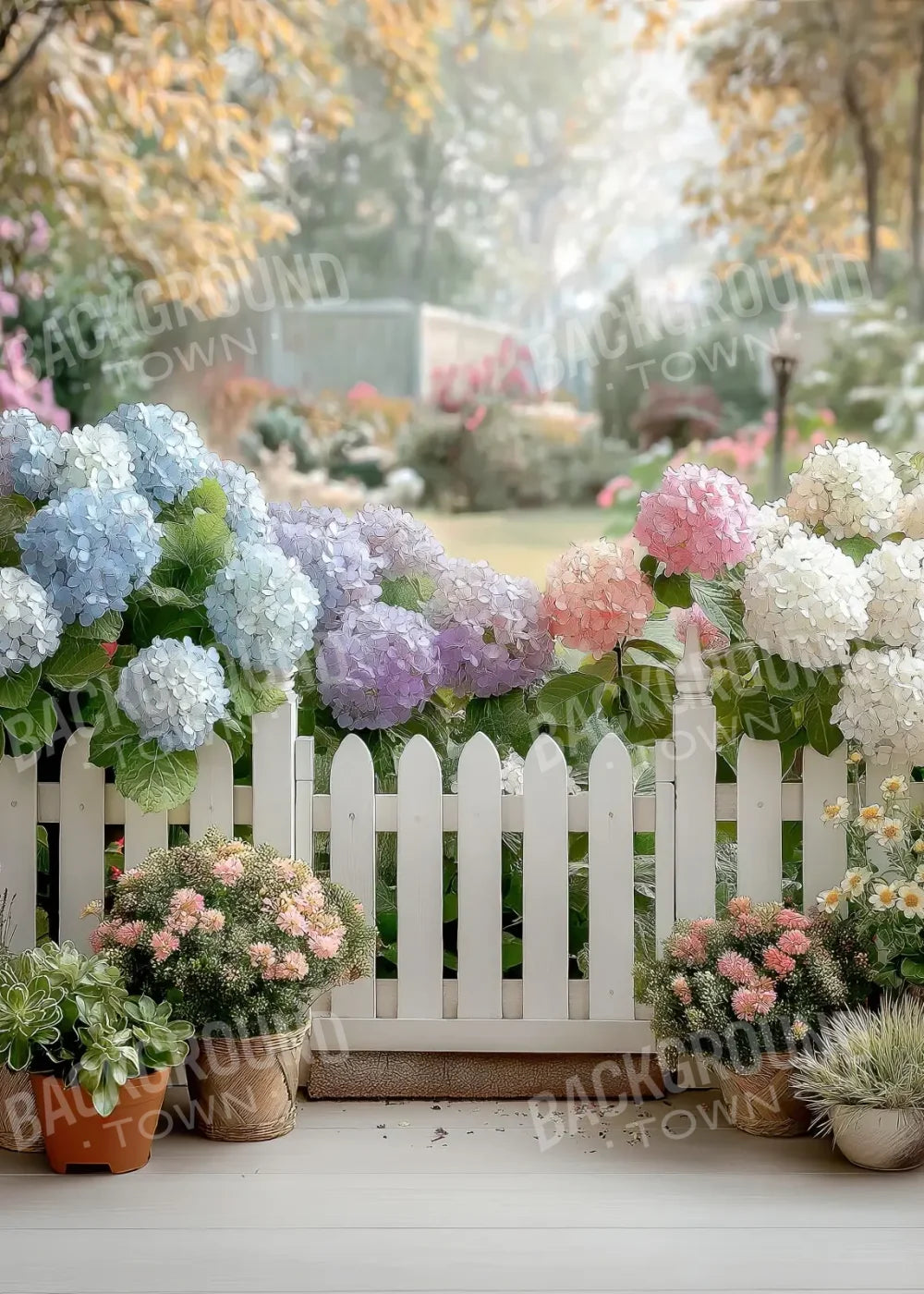 White Flower Fence 5’x7’ UltraCloth (60 x 84 inch) Backdrop
