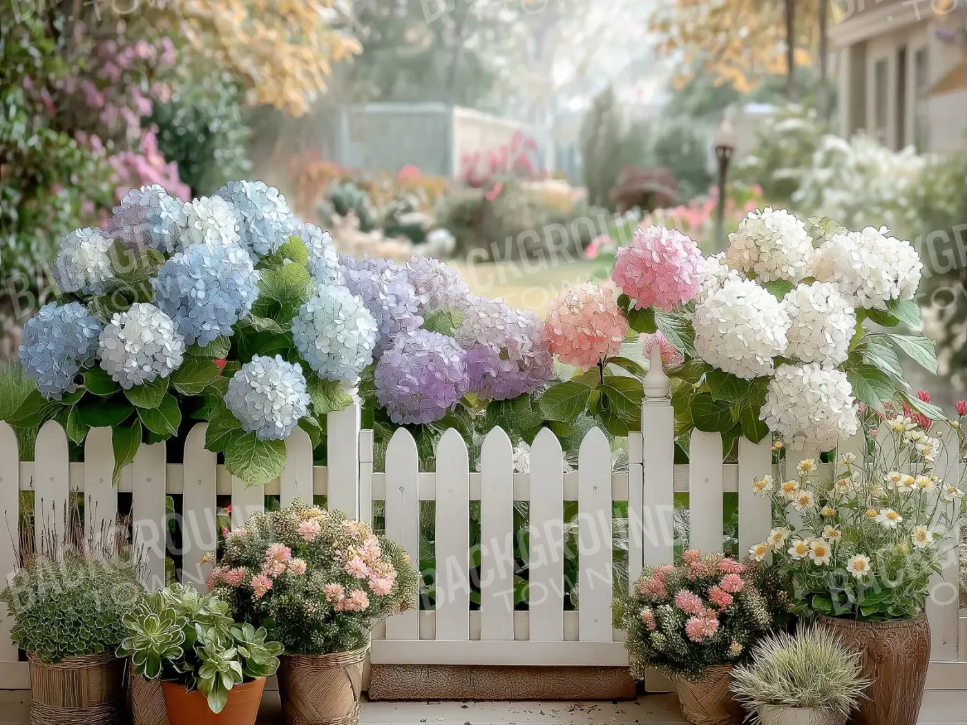 White Flower Fence 6’8x5’ Fleece (80 x 60 inch) Backdrop