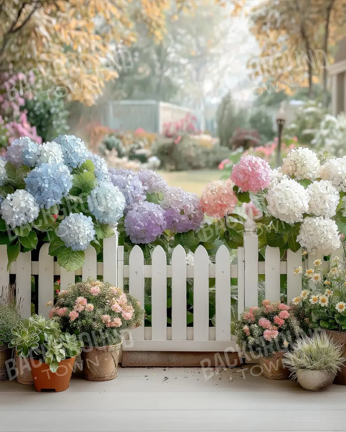White Flower Fence 8’x10’ Fleece (96 x 120 inch) Backdrop