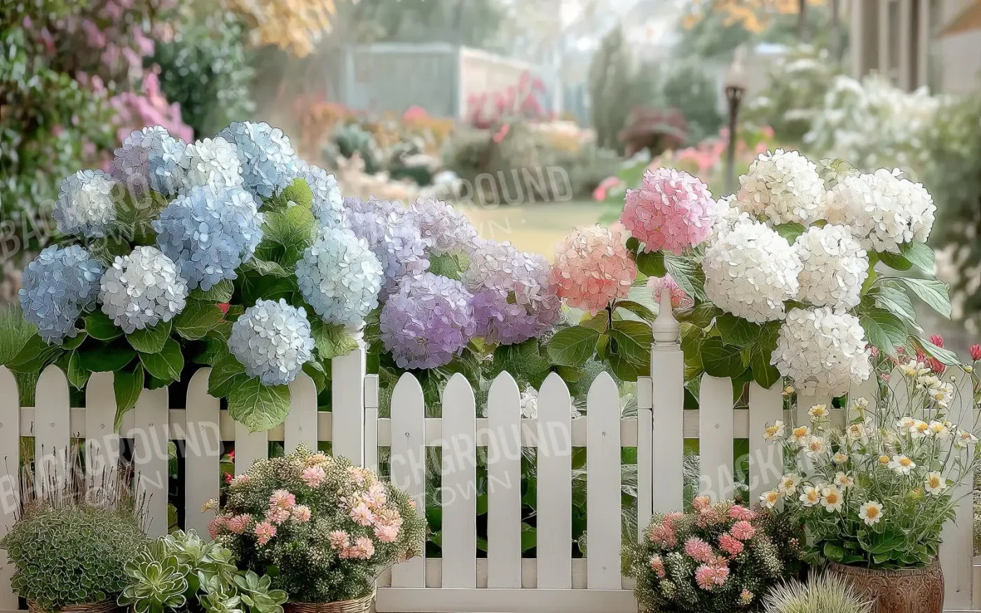 White Flower Fence 8’x5’ UltraCloth (96 x 60 inch) Backdrop