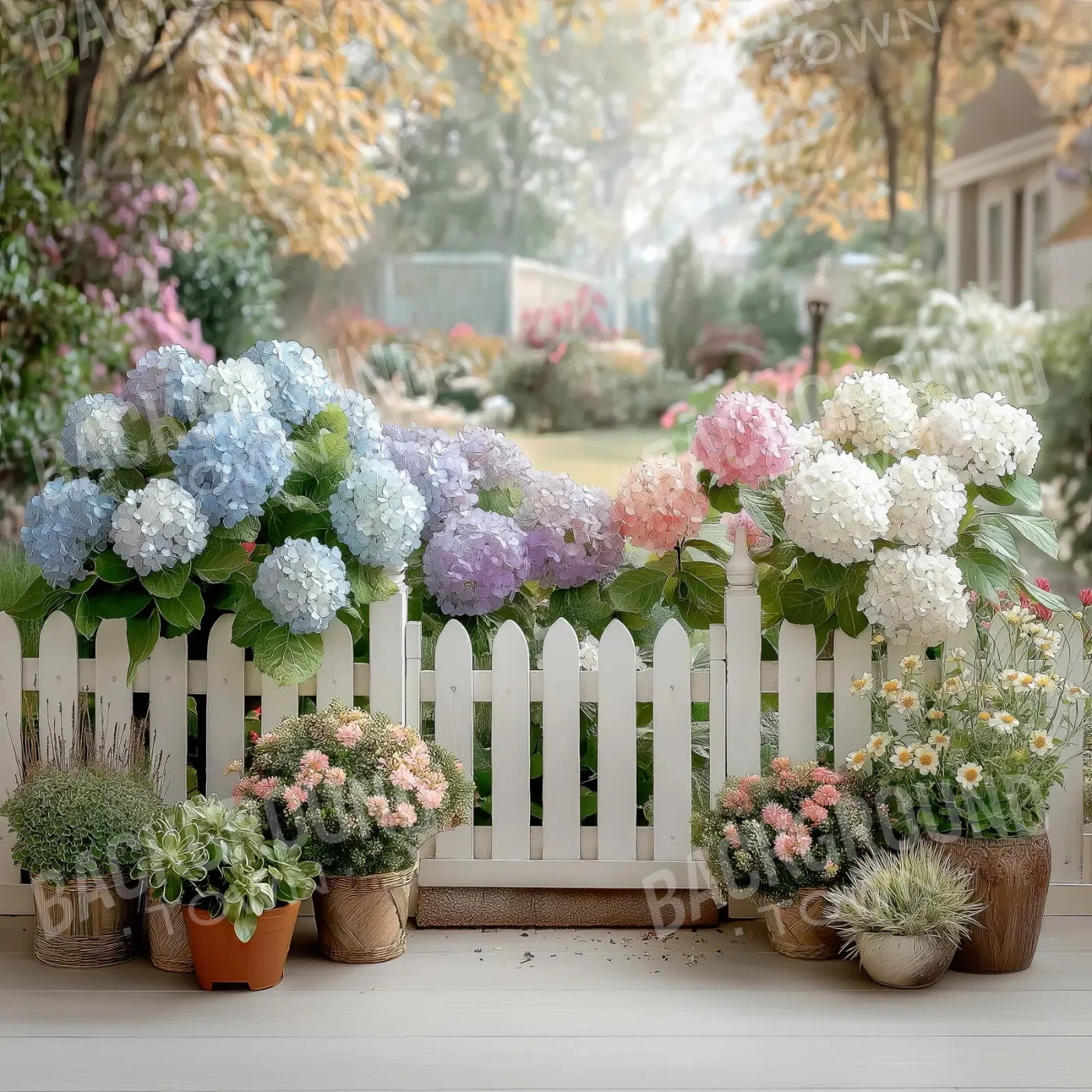 White Flower Fence 8’x8’ Fleece (96 x 96 inch) Backdrop