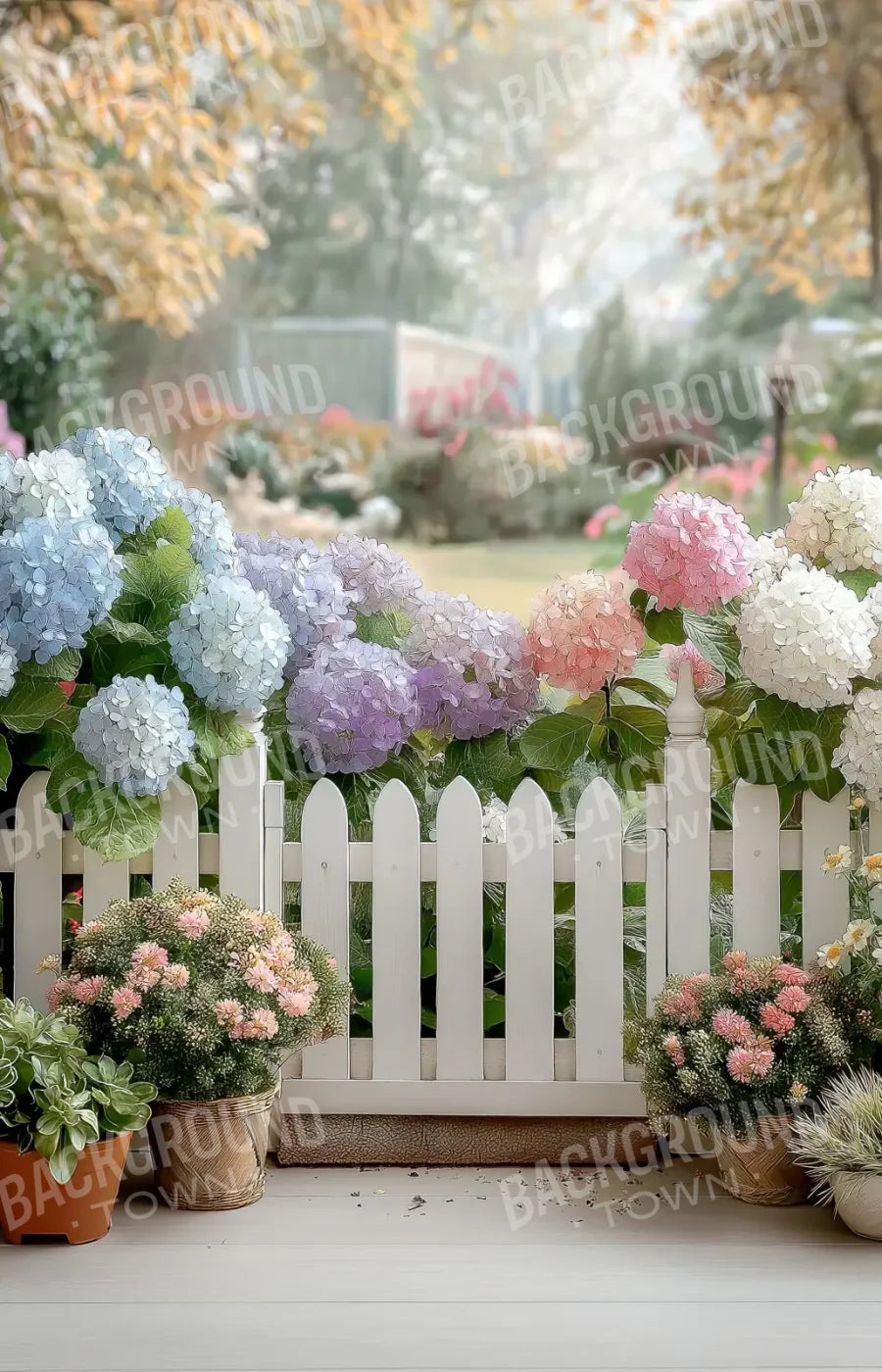 White Flower Fence 9’x14’ UltraCloth (108 x 168 inch) Backdrop