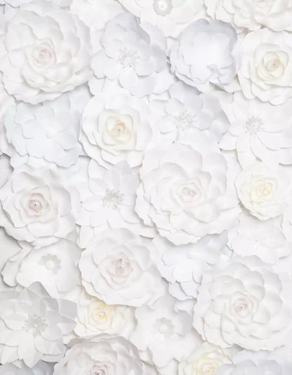 White Flowers 6X8 Fleece ( 72 X 96 Inch ) Backdrop
