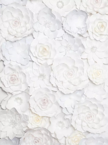 White Flowers 8X10 Fleece ( 96 X 120 Inch ) Backdrop