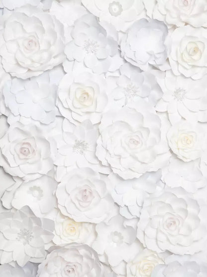 White Flowers 8X10 Fleece ( 96 X 120 Inch ) Backdrop
