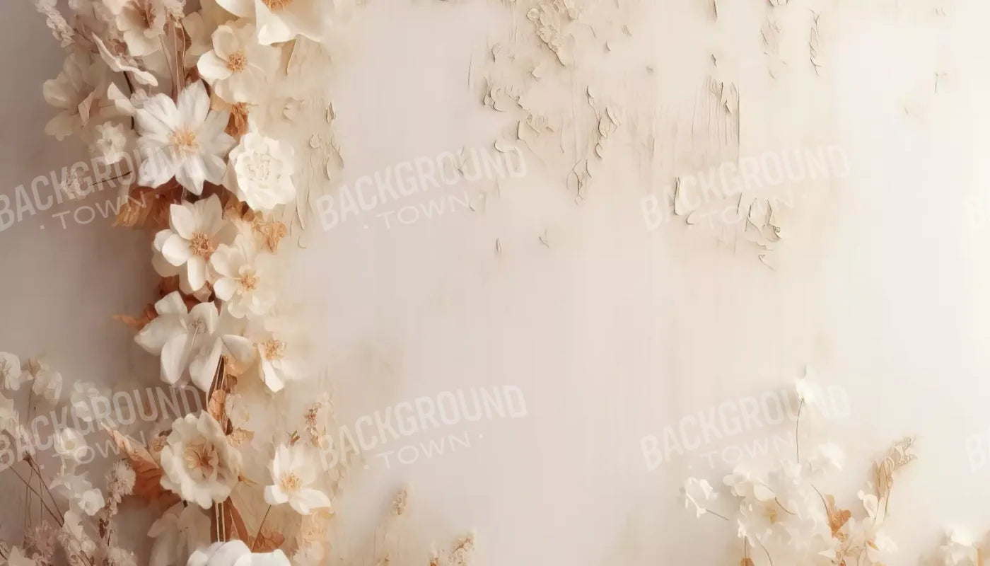 White Framing Flowers 14’X8’ Ultracloth (168 X 96 Inch) Backdrop