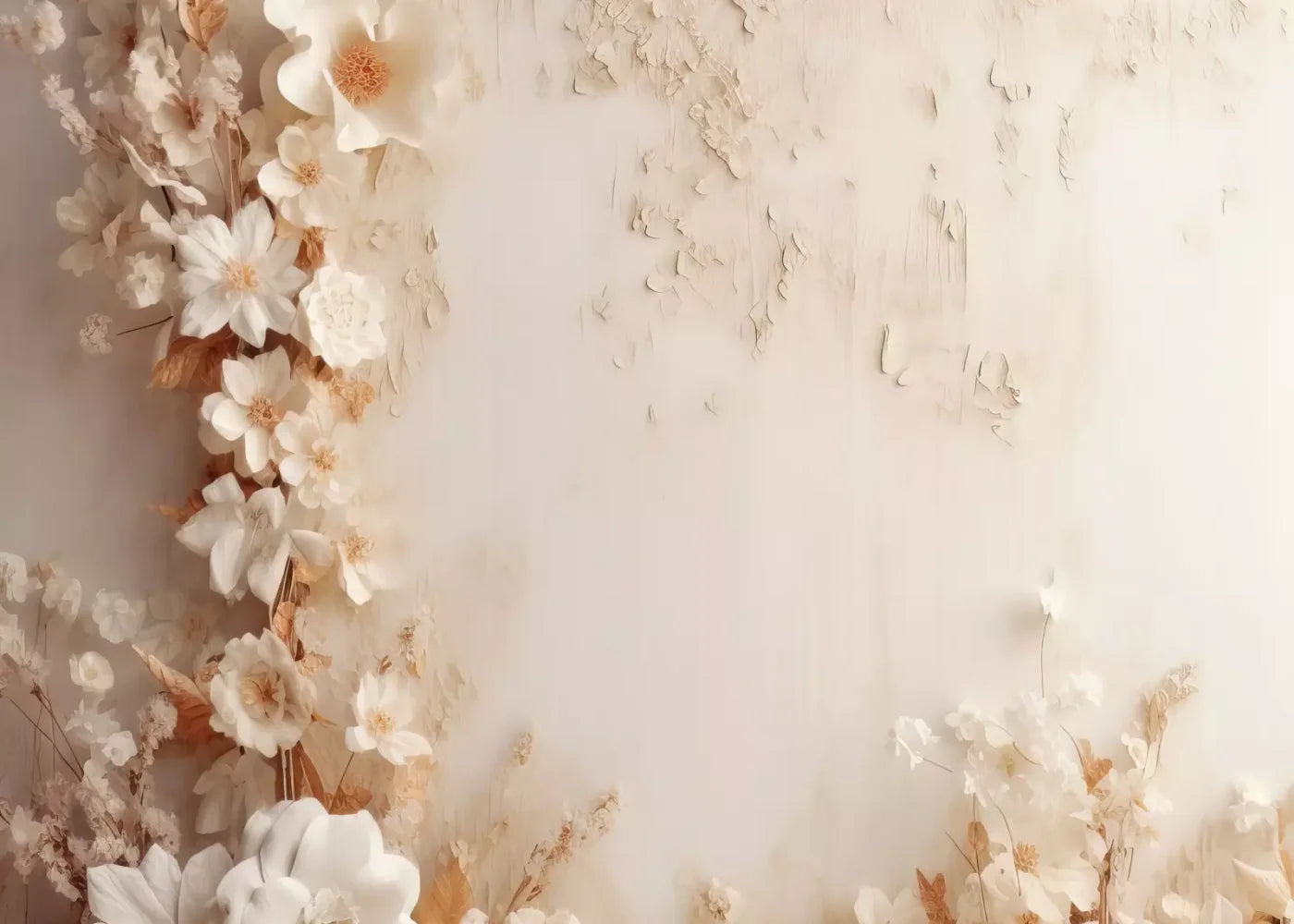 White Framing Flowers 7’X5’ Ultracloth (84 X 60 Inch) Backdrop