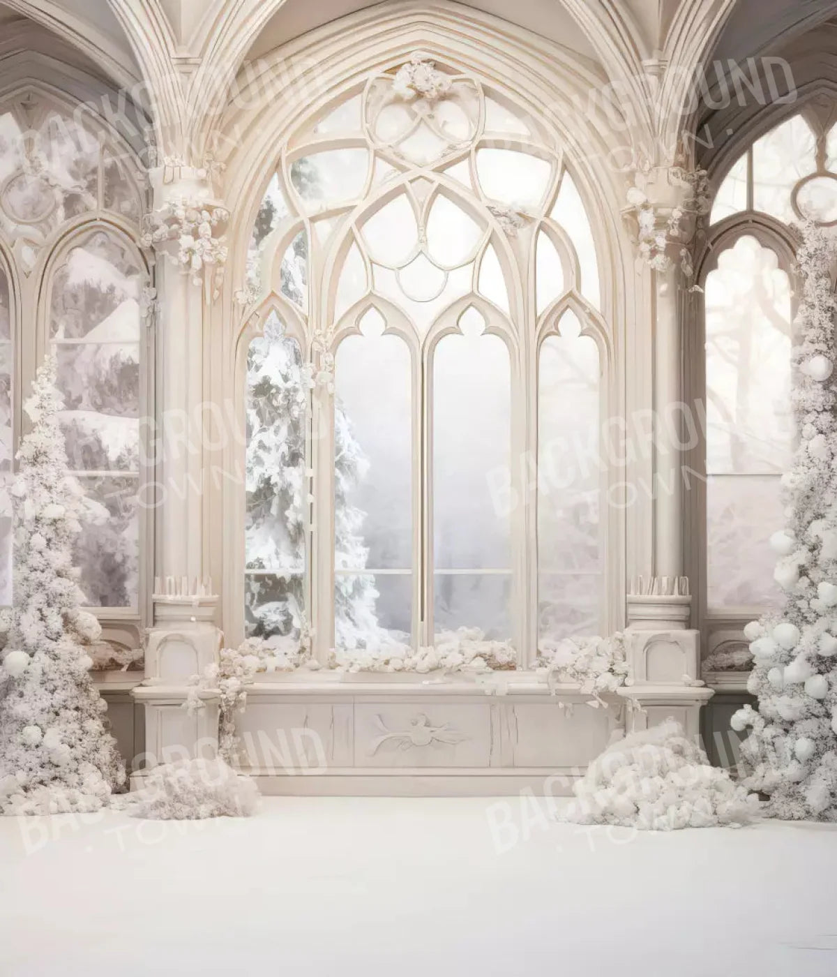 White Holiday Hall 10X12 Ultracloth ( 120 X 144 Inch ) Backdrop