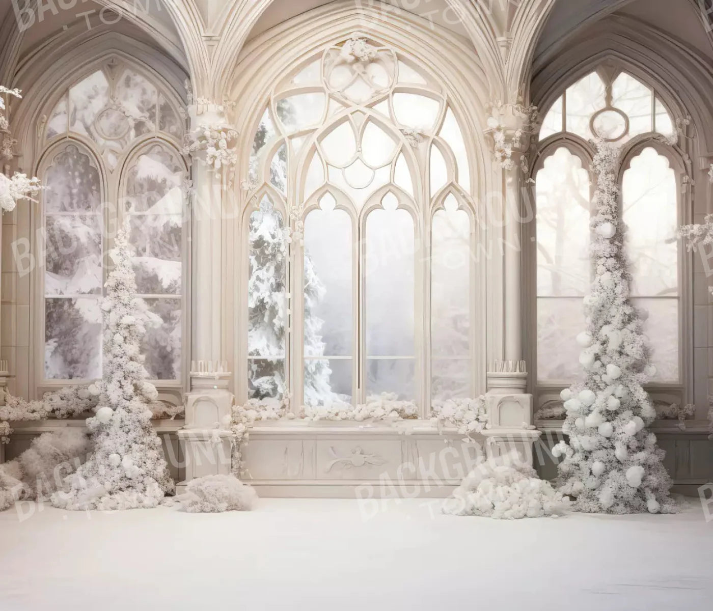 White Holiday Hall 12X10 Ultracloth ( 144 X 120 Inch ) Backdrop