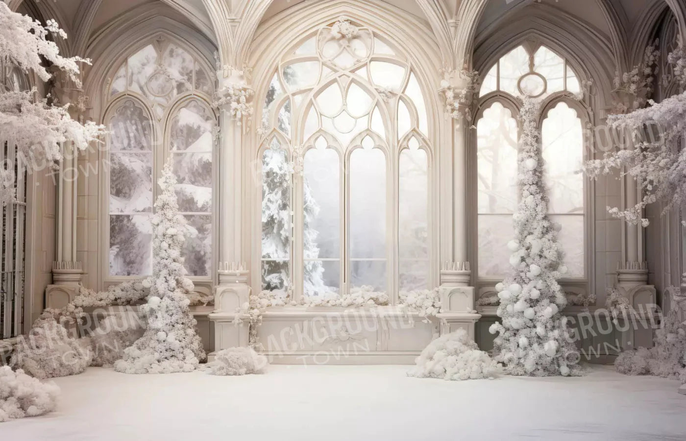 White Holiday Hall 12X8 Ultracloth ( 144 X 96 Inch ) Backdrop