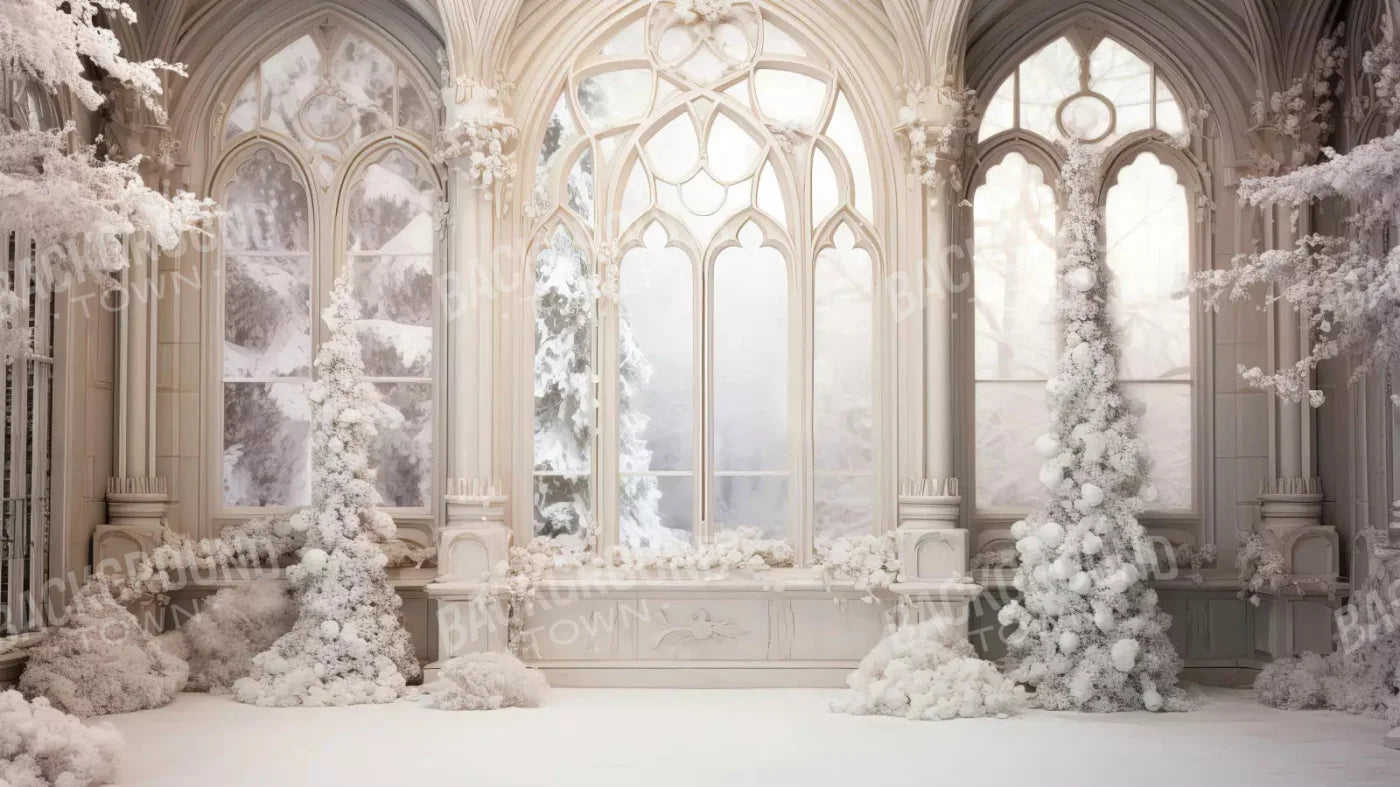 White Holiday Hall 14X8 Ultracloth ( 168 X 96 Inch ) Backdrop