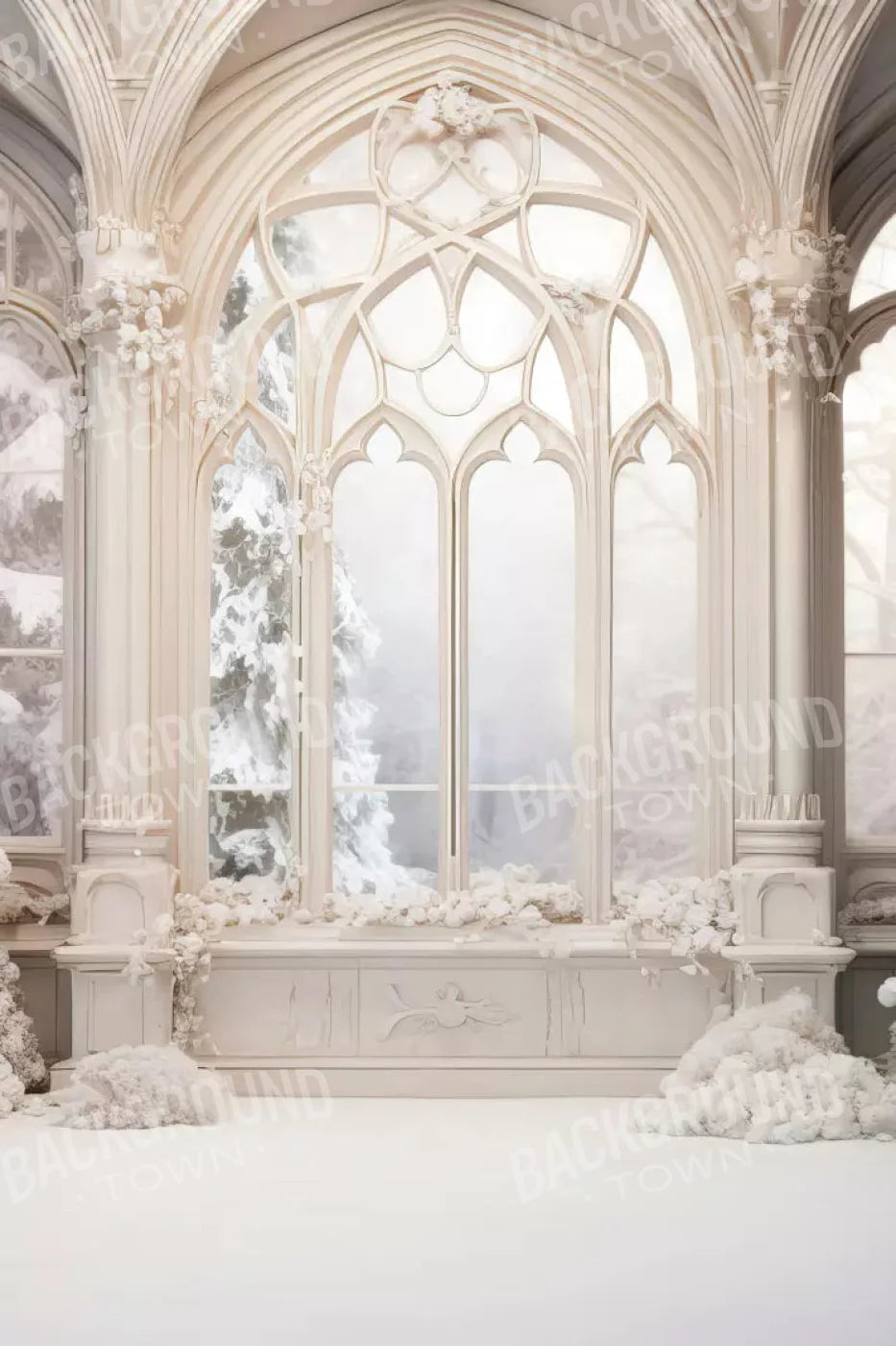 White Holiday Hall 5X8 Ultracloth ( 60 X 96 Inch ) Backdrop