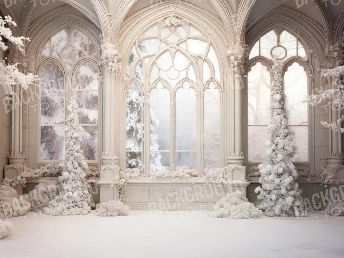 White Holiday Hall 7X5 Ultracloth ( 84 X 60 Inch ) Backdrop