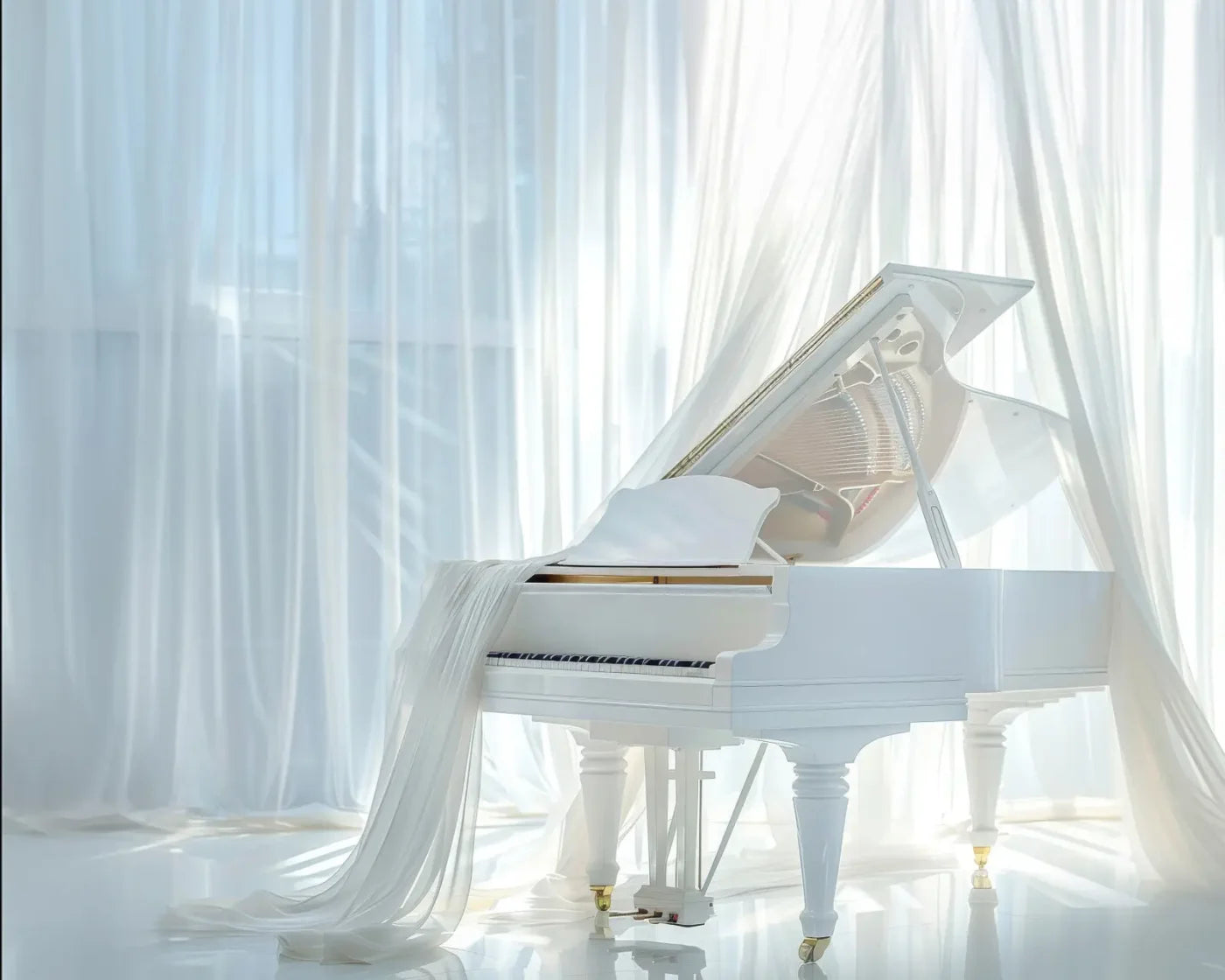 White Piano 10’x8’ Fleece (120 x 96 inch) Backdrop