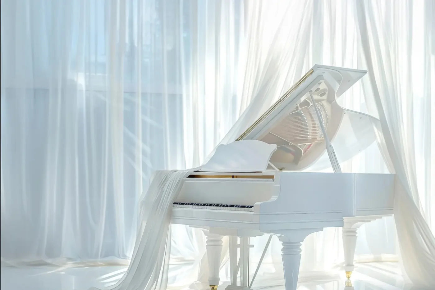 White Piano 12’x8’ UltraCloth (144 x 96 inch) Backdrop