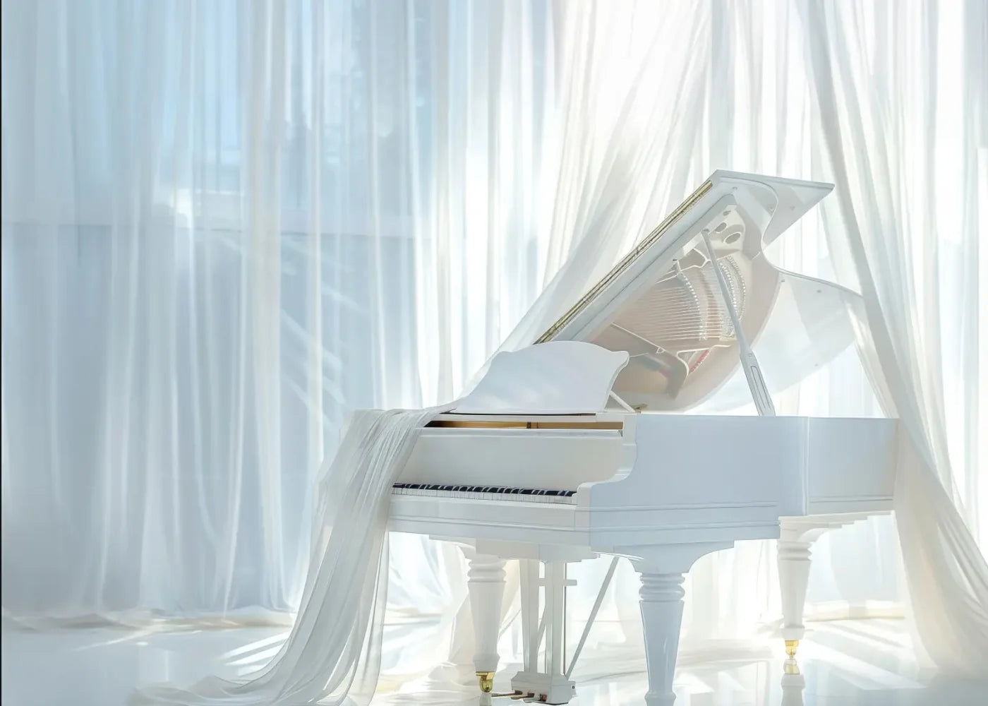 White Piano 7’x5’ UltraCloth (84 x 60 inch) Backdrop