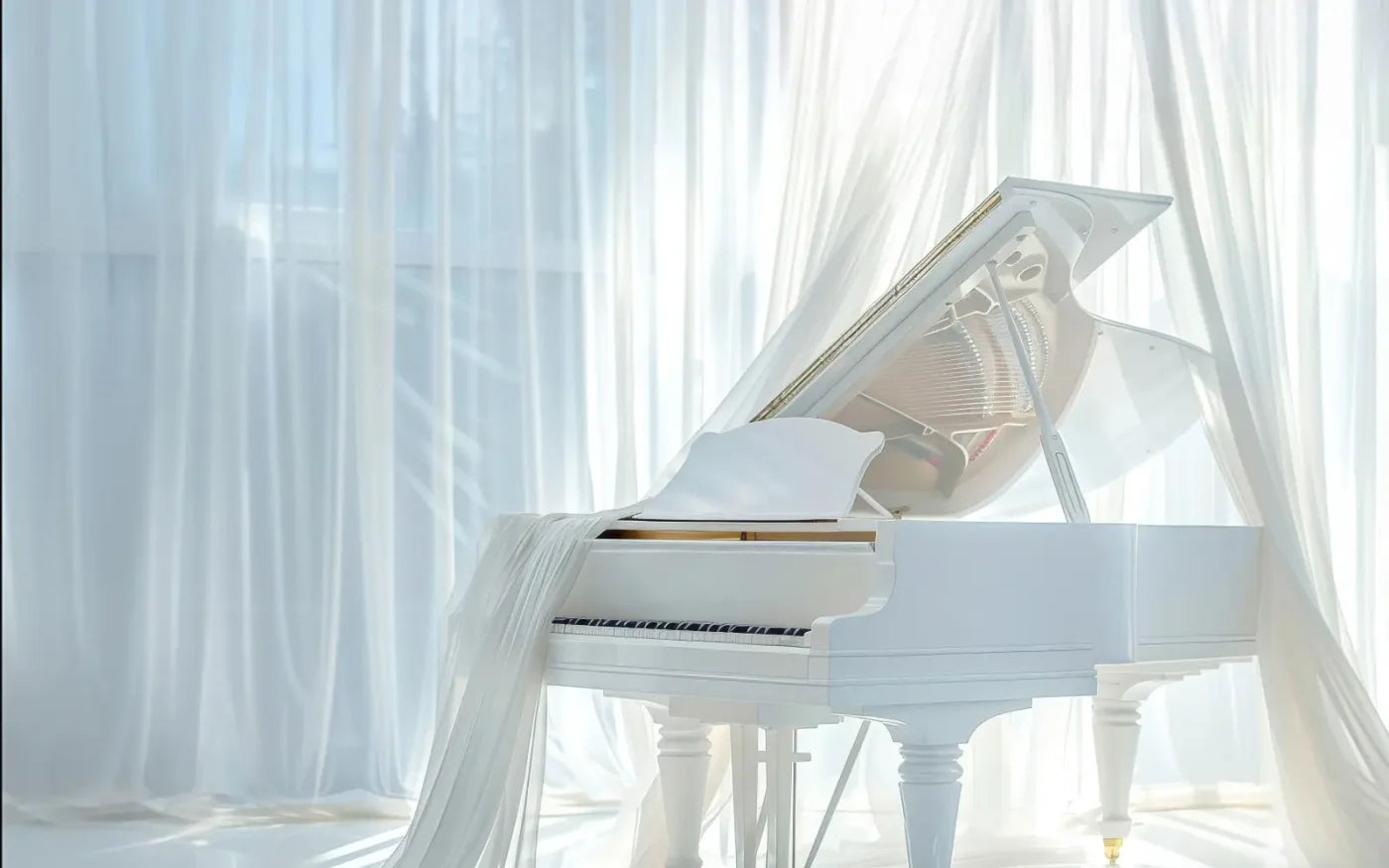 White Piano 8’x5’ UltraCloth (96 x 60 inch) Backdrop