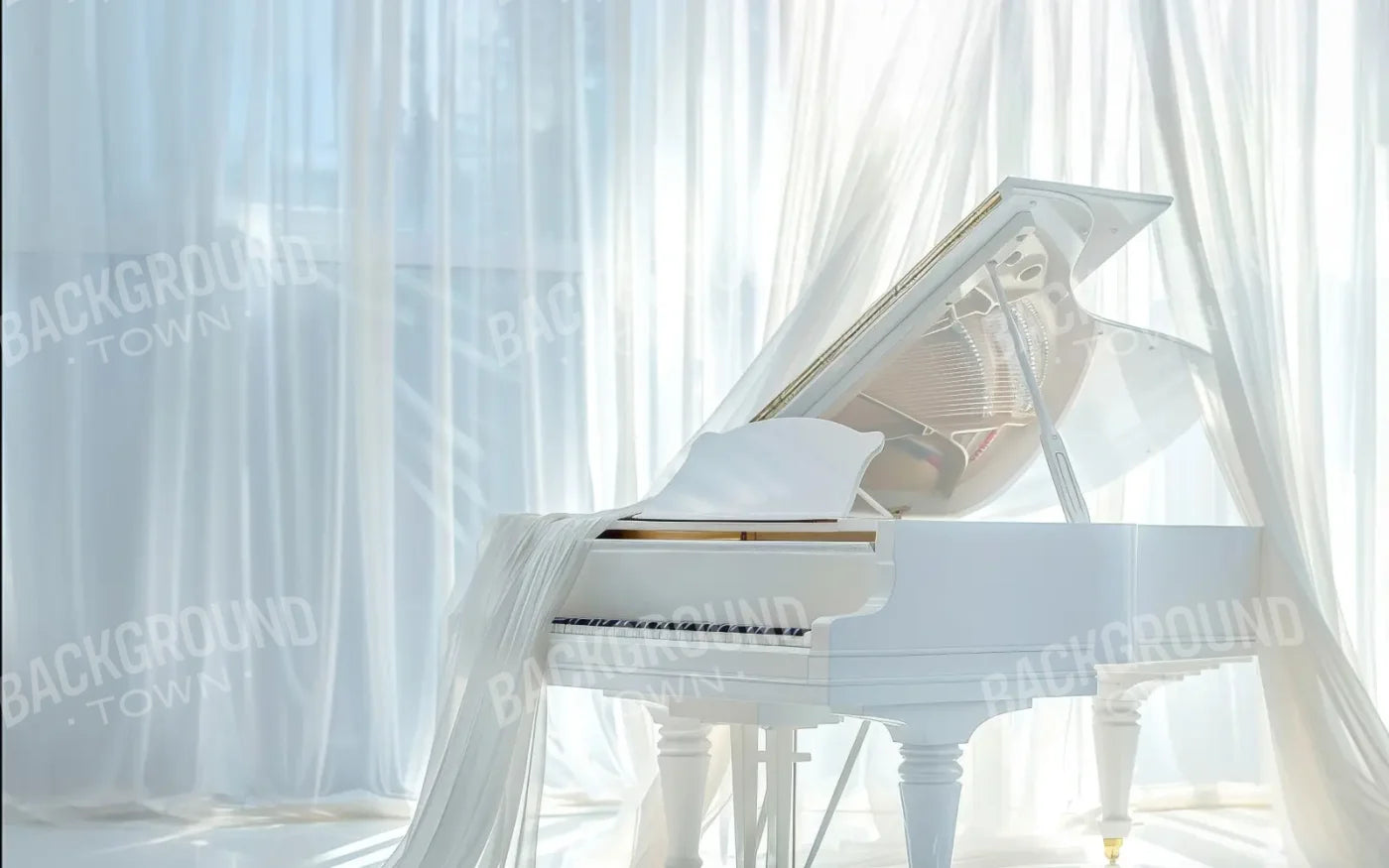 White Piano 8’x5’ UltraCloth (96 x 60 inch) Backdrop