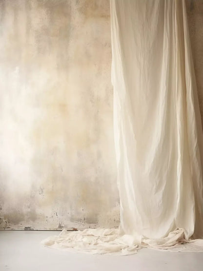 Plaster Wall With Curtain I 6X8 Fleece ( 72 X 96 Inch ) Backdrop