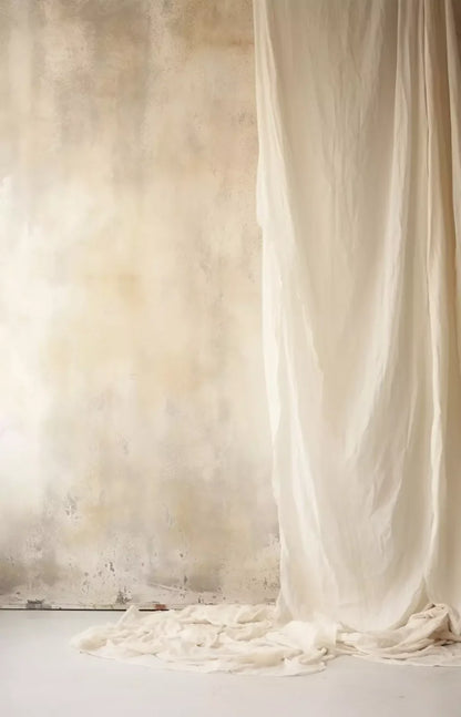 Plaster Wall With Curtain I 9X14 Ultracloth ( 108 X 168 Inch ) Backdrop